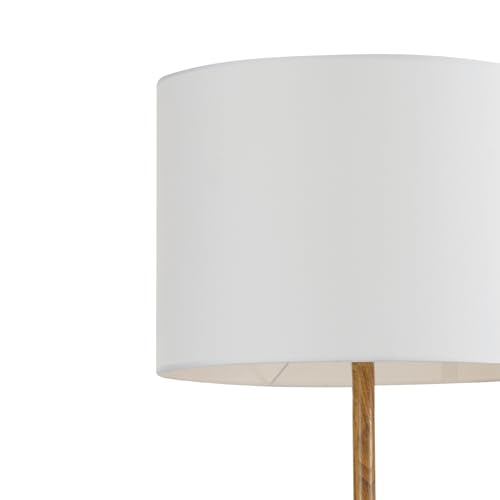 Globe Electric Novogratz x 67225 65" Floor Lamp, 2-Tone Wood Toned Base, White Fabric Shade, Socket Rotary Switch, Living Room Décor, Reading Light, Home Essentials, Bedroom, Office Accessories