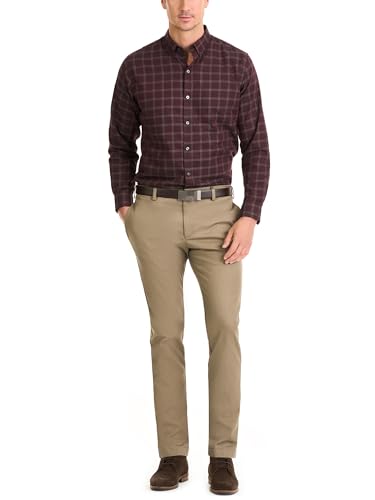 Van Heusen Men's Wrinkle Free Long Sleeve Button Down Shirt, Red Pinot Noir, Small