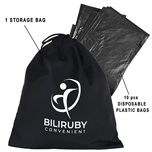 Biliruby Travel Urinal Set - Portable Shrinkable Urinals for Men & Female Urinal with 10 Disposal Bags & 1 Carry Bag - Essential Car Camping Gear for Men & Women - Emergency Plastic Pee Solution