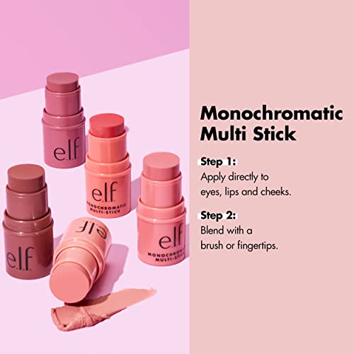 e.l.f., Monochromatic Multi Stick, Creamy, Lightweight, Versatile, Luxurious, Adds Shimmer, Easy To Use On The Go, Blends Effortlessly, Sparkling Rose, 0.17 Oz