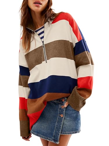 Yousify Fall Sweaters for Women Trendy Fashion Clothes V Neck Long Sweaters to Wear with Leggings Orange S