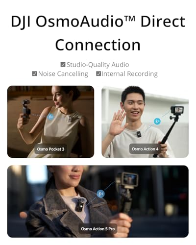 DJI Mic 2, Wireless Lavalier Microphone, Noise Cancelling, 48kHz 32-bit Float Internal Recording, 820 ft.(250m) Range, 18H Battery with Charging Case, Microphone for Camera/Phone, Vlog, Streaming