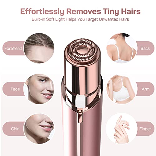 Facial Hair Remover for Women - as Seen on TV Painless Face Shaver - Electric Hair Removal Device for Chin Upper Lips Peach Fuzz, Included 2 x Replacement Heads