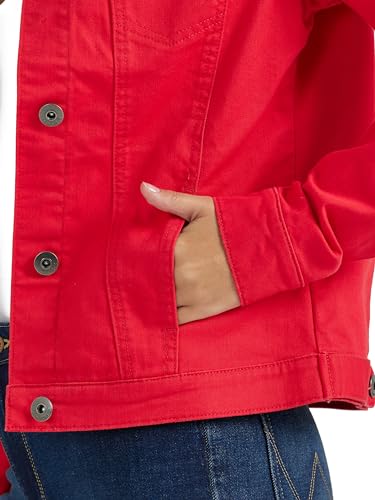 Wrangler Authentics Women's Stretch Denim Jacket, Red, X-Small