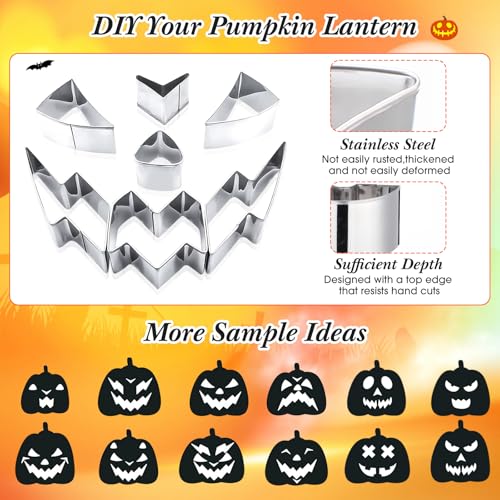 WinnerWhy 48 Pcs Halloween Pumpkin Carving Kit for Kids Pumpkin Carving Tools 24 Pcs Stainless Steel Pumpkin Carving Stencils, 6 Gut Buckets, Easy Safe 18 Carving Tools Set for Halloween Decorations