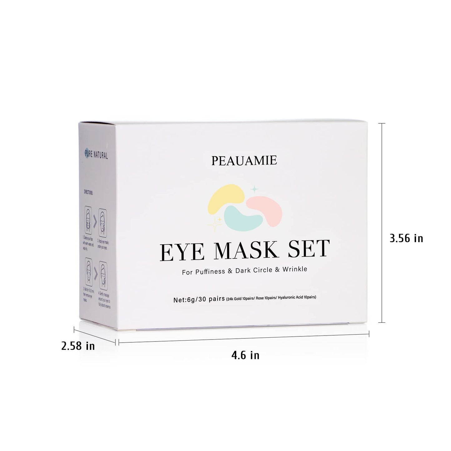 PEAUAMIE Under Eye Patches (30 Pairs) Gold Eye Mask and Hyaluronic Acid Eye Patches for puffy eyes,Rose Eye Masks for Dark Circles and Puffiness under eye skin care Smooth Wrinkles products