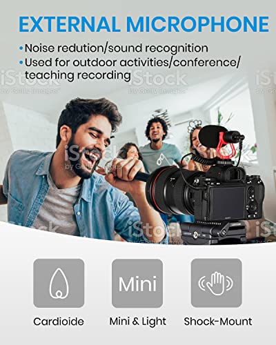 Moukey MCM-1 Video Microphone, Camera Microphone with Shock Mount, Windshield, Professional Vlogging Kit for iPhone, Android Smartphone, DSLR Camera & Camcorder, Battery-Free Shotgun Mic