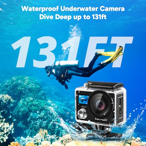 AKASO Brave 4 4K30fps 20MP WiFi Action Camera Ultra Hd with EIS 131ft Waterproof Camera Remote Control 5xZoom Underwater Camcorder with 2 Batteries and Bicycle Helmet Accessories Kit