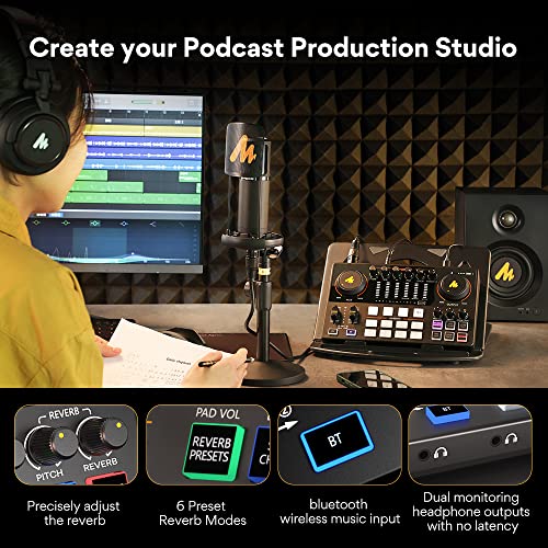 MAONO-MaonoCaster-Podcast Equipment Bundle for 2-includes All-in-one Audio Interface with Premium Mic Preamp, XLR Condenser Microphone, and 3.5MM Mic for Podcast Recording, Streaming, DJ (AME2 Duo)