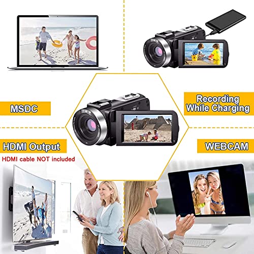 Video Camera Camcorder Full HD 1080P 30FPS 24.0 MP IR Night Vision Vlogging Camera Recorder 3.0 Inch IPS Screen 16X Zoom Camcorders Camera Remote Control with 2 Batteries