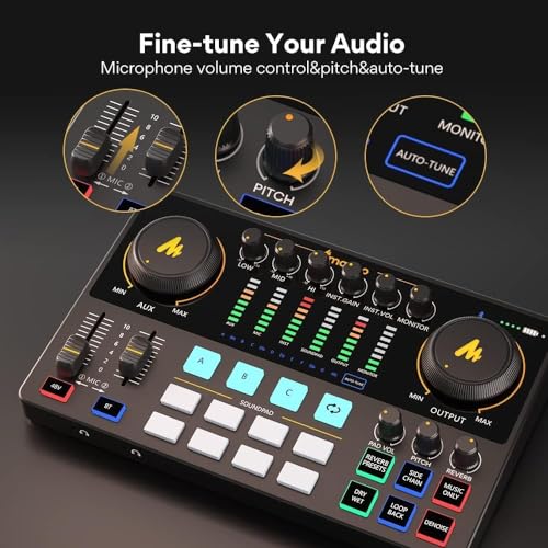 MAONO-MaonoCaster-Podcast Equipment Bundle for 2-includes All-in-one Audio Interface with Premium Mic Preamp, XLR Condenser Microphone, and 3.5MM Mic for Podcast Recording, Streaming, DJ (AME2 Duo)