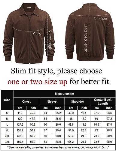 COOFANDY Men's Vintage Suede Jacket Varsity Jacket Casual Coat Spring Jacket