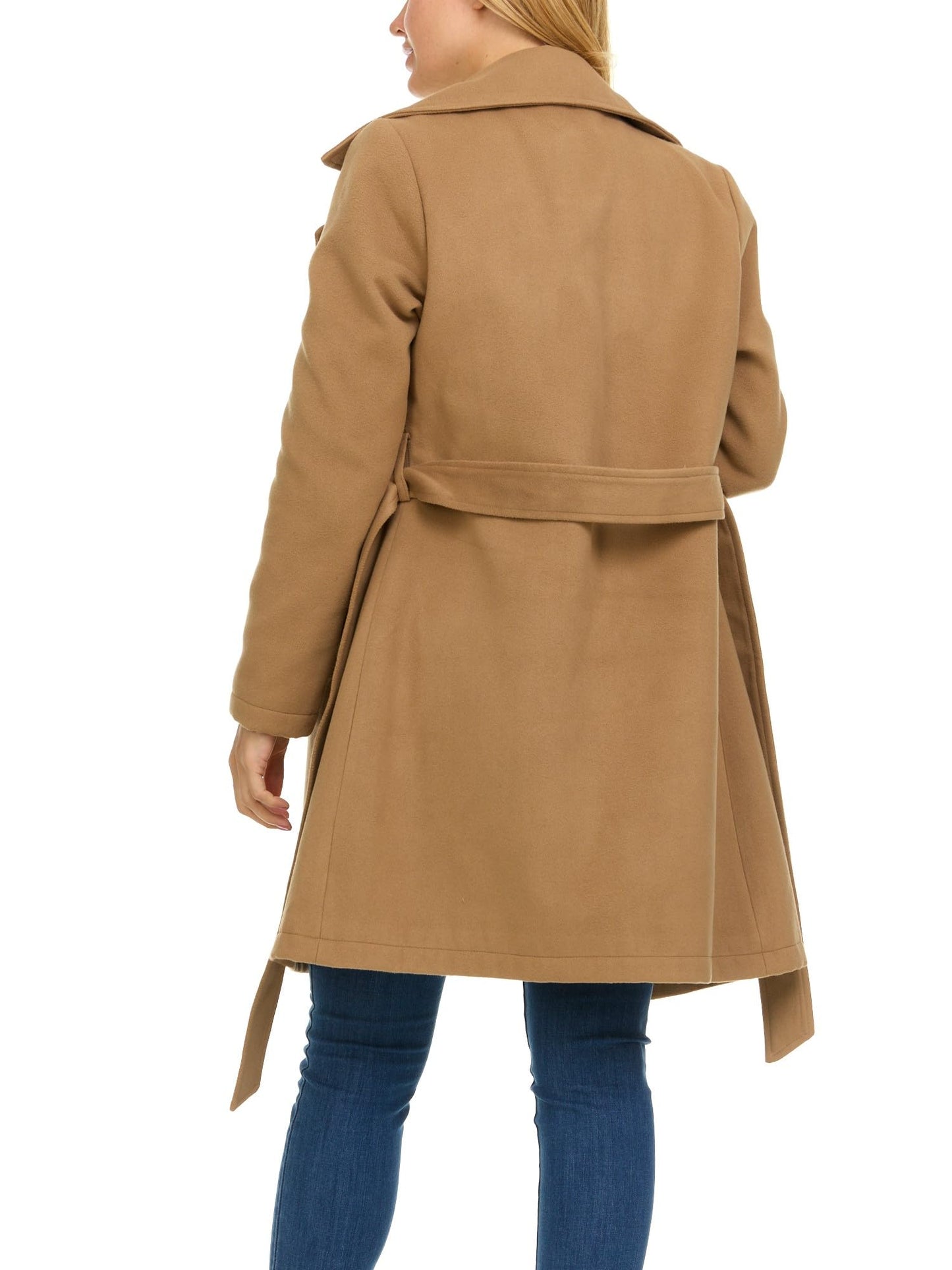 Steve Madden Trench Coat Women – Double-Breasted Long Winter Wool Coat for Women