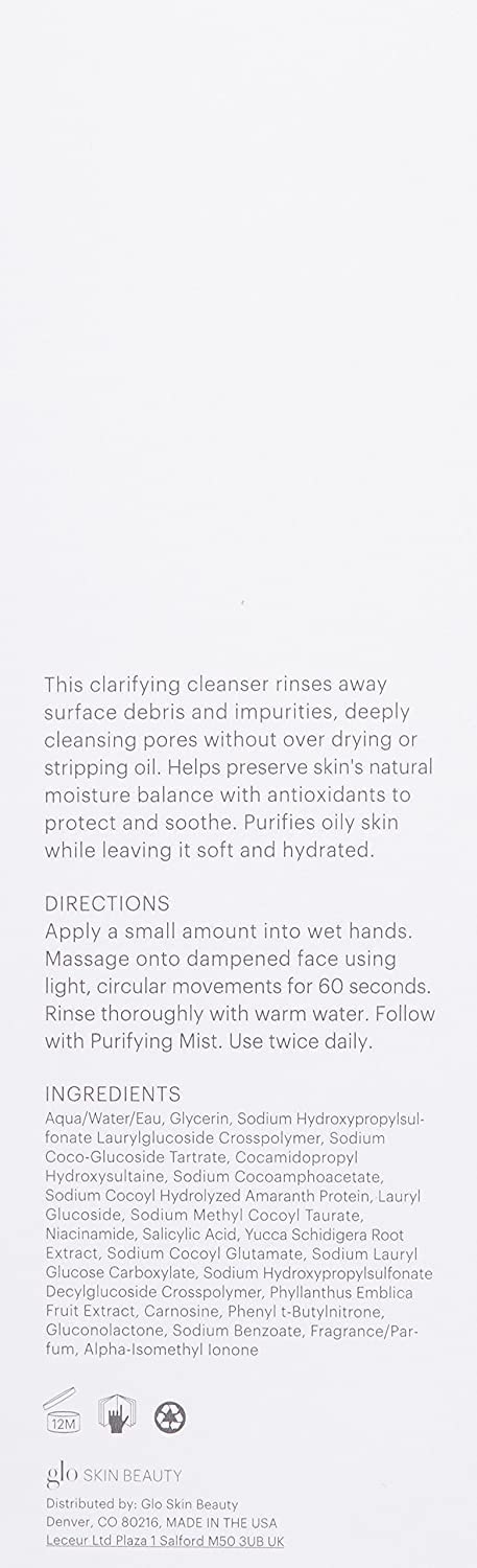 Glo Skin Beauty Purifying Gel Cleanser - Salicylic Acid + Niacinamide Face Wash Balances Skin, Targets Clogged Pores, Excess Oil & Breakouts - Gently Exfoliates & Minimizes Appearance of Fine Lines