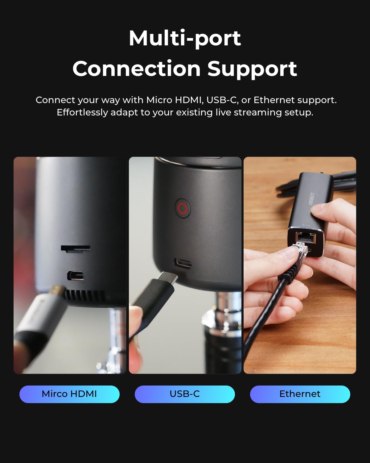 OBSBOT Tail Air NDI Streaming Camera 4K, AI Tracking PTZ Camera with Intelligent APP, Gesture Control, HDMI/USB-C/Wireless Webcam, Video Camera Live Stream for YouTube, Chruch, Worship, Creator, etc.