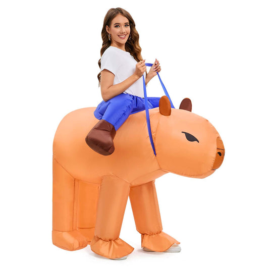 Spinosaurus Inflatable Capybara Costume for Adult Inflatable Halloween Costumes Ride on Animal Funny Blow Up Costumes Halloween Inflatable Suits for Men Women