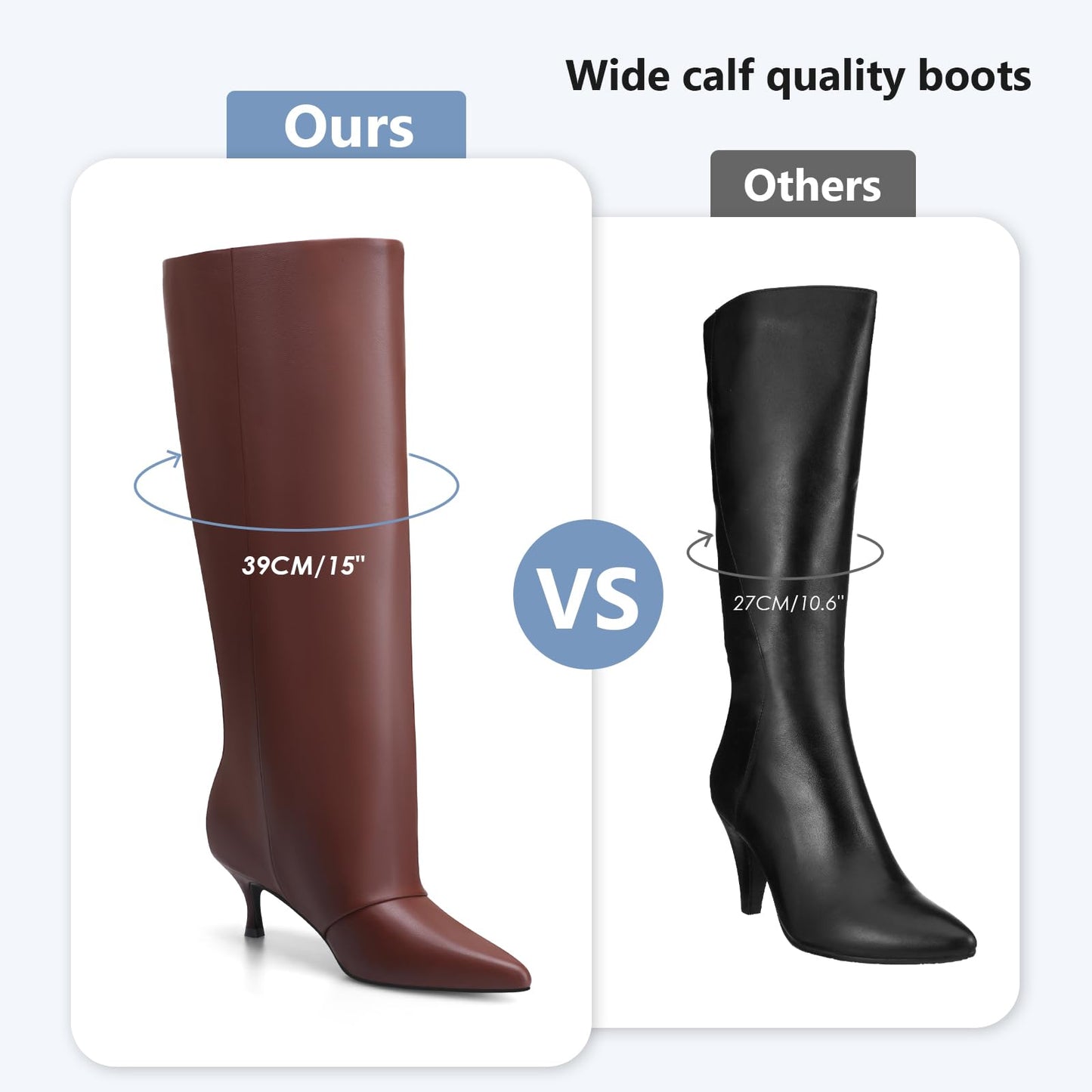 MIRAAZZURRA Brown Knee High Boots Kitten Heel Pointed Toe Slouchy Wide Calf Fold Over Boots Pull on Women Boots Size 10