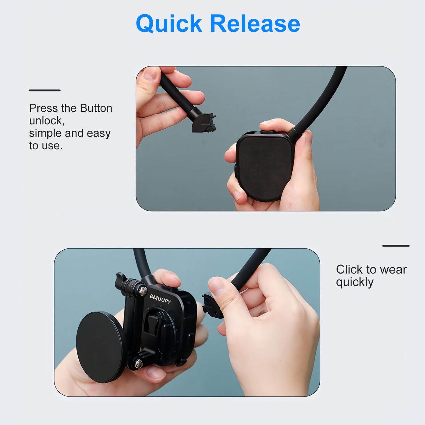 BMUUPY Magnetic POV/Vlog Phone Neck Mount Holder for iPhone 15/14/13/12 Pro Mini/Plus/Pro/Pro Max, Hand Free Chest Stand Video Recording for Mobile Phone Accessory