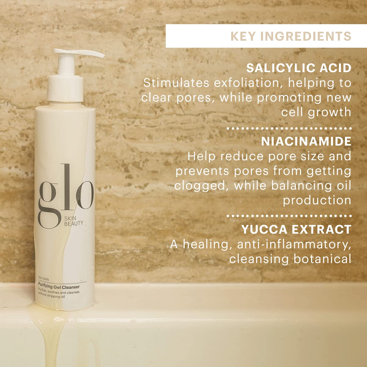 Glo Skin Beauty Purifying Gel Cleanser - Salicylic Acid + Niacinamide Face Wash Balances Skin, Targets Clogged Pores, Excess Oil & Breakouts - Gently Exfoliates & Minimizes Appearance of Fine Lines