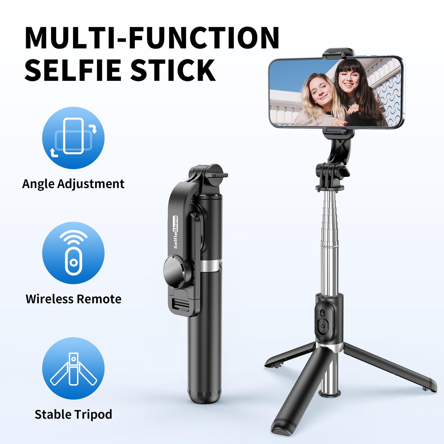 Selfie Stick Tripod, All in One Extendable & Portable Selfie Stick with Wireless Remote Compatible with iPhone 14 13 12 11 pro Xs Max Xr X 8 7, Galaxy Note10/S20/S10/OnePlus 9/9 PRO etc