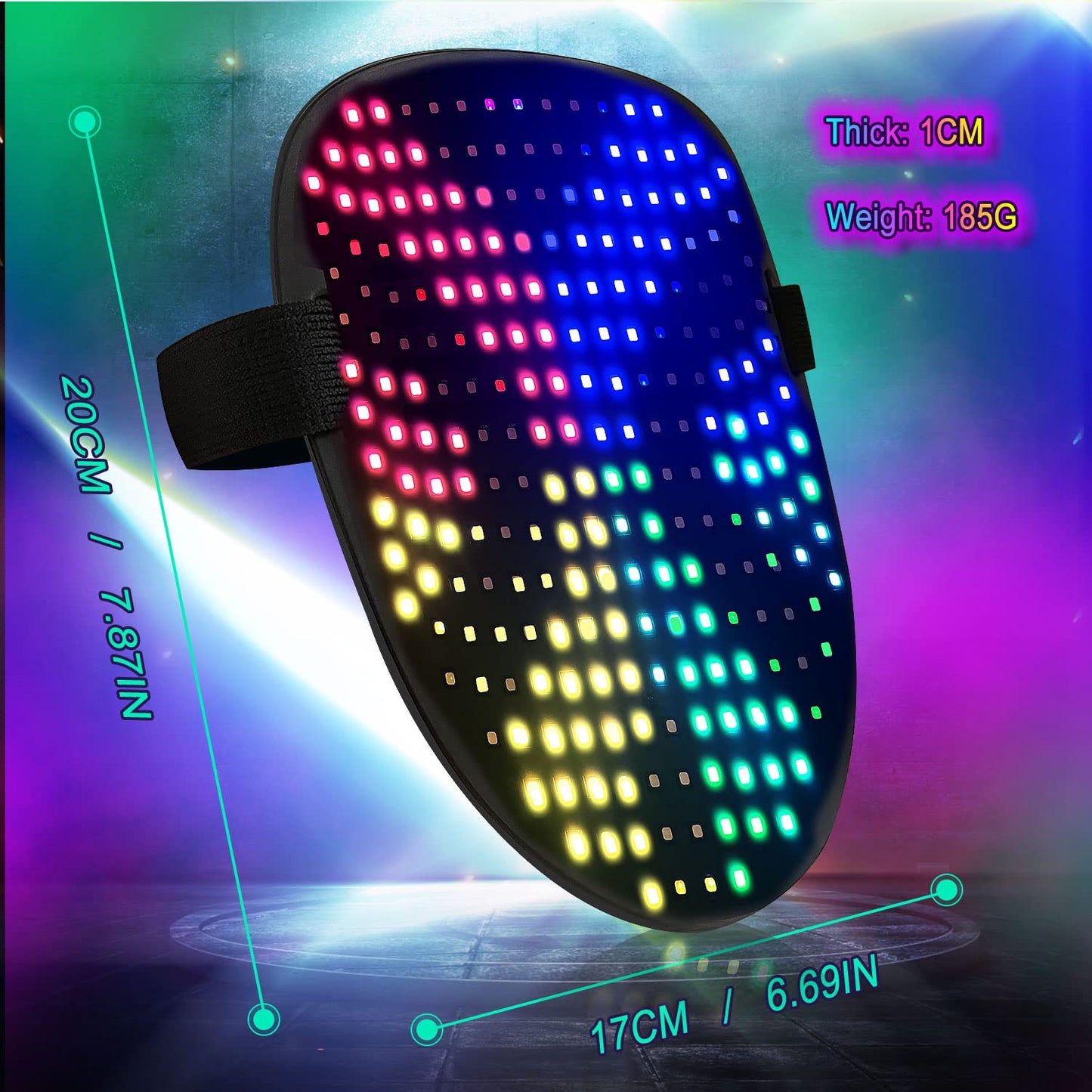 MEGOO Led Mask with Gesture Sensing Transforming,Light Up Luminous Digital Glow Mask for Halloween Rave Dj Party Masquerade