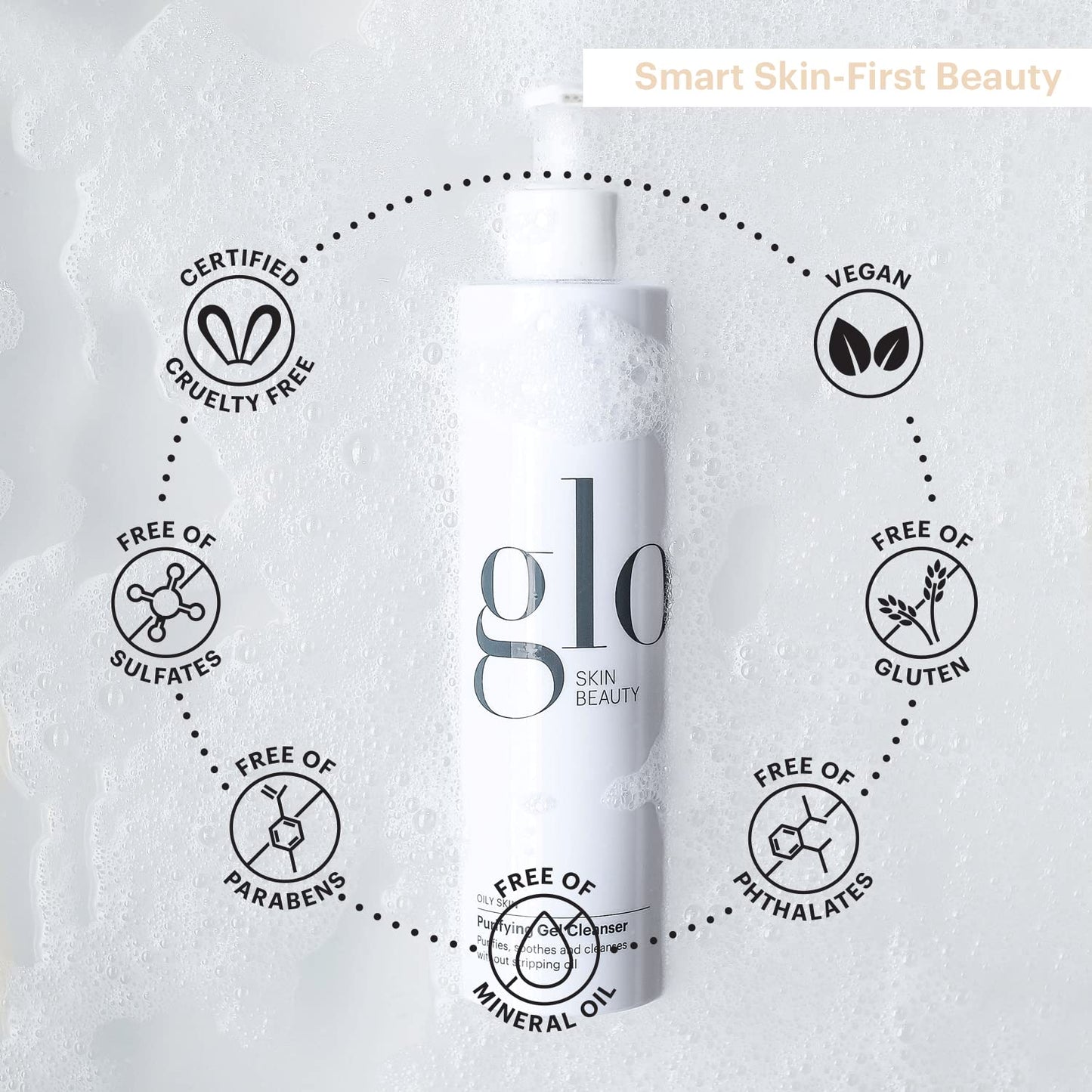 Glo Skin Beauty Purifying Gel Cleanser - Salicylic Acid + Niacinamide Face Wash Balances Skin, Targets Clogged Pores, Excess Oil & Breakouts - Gently Exfoliates & Minimizes Appearance of Fine Lines