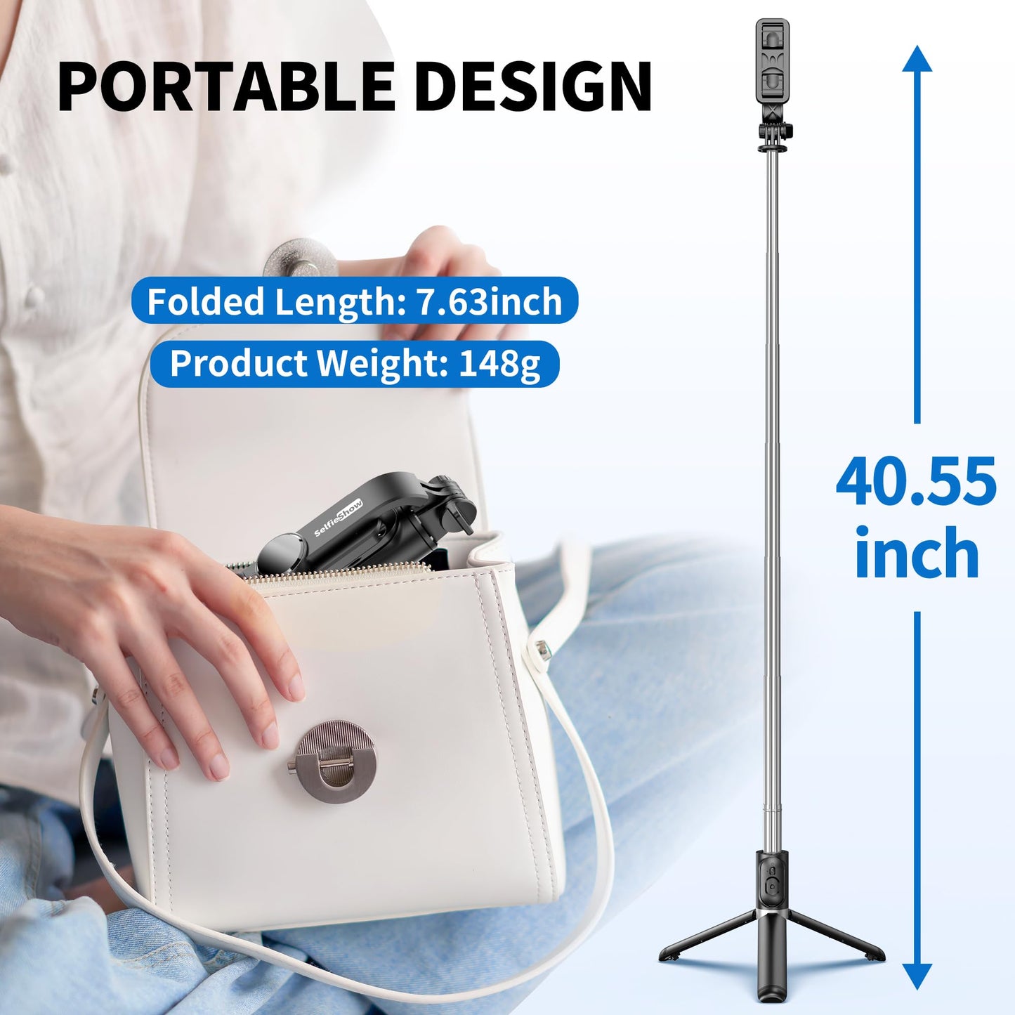 Selfie Stick Tripod, All in One Extendable & Portable Selfie Stick with Wireless Remote Compatible with iPhone 14 13 12 11 pro Xs Max Xr X 8 7, Galaxy Note10/S20/S10/OnePlus 9/9 PRO etc