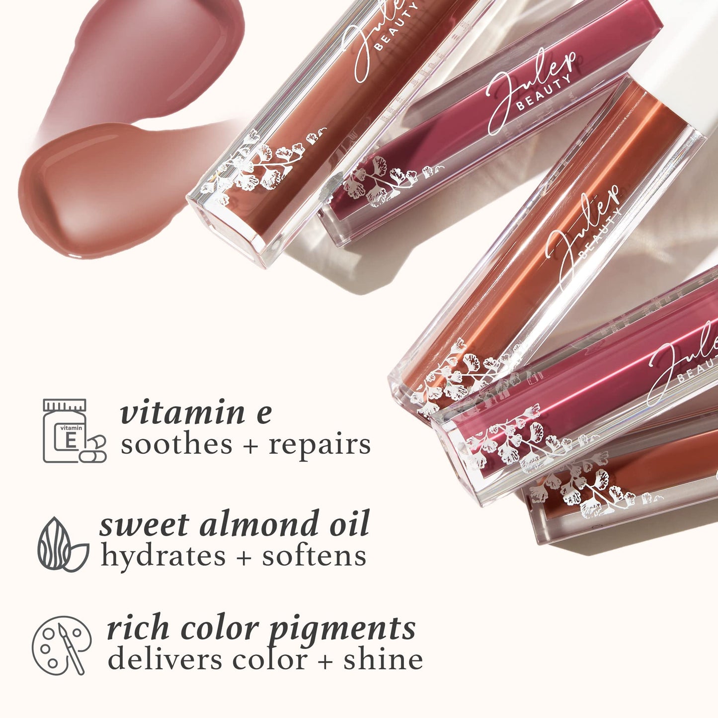 Julep So Plush Hydrating Lip Gloss - Low Key- High-Shine Hydrating Lightweight Lip Color - Non-Sticky Formula - Vitamin E Soothes and Repairs Lips