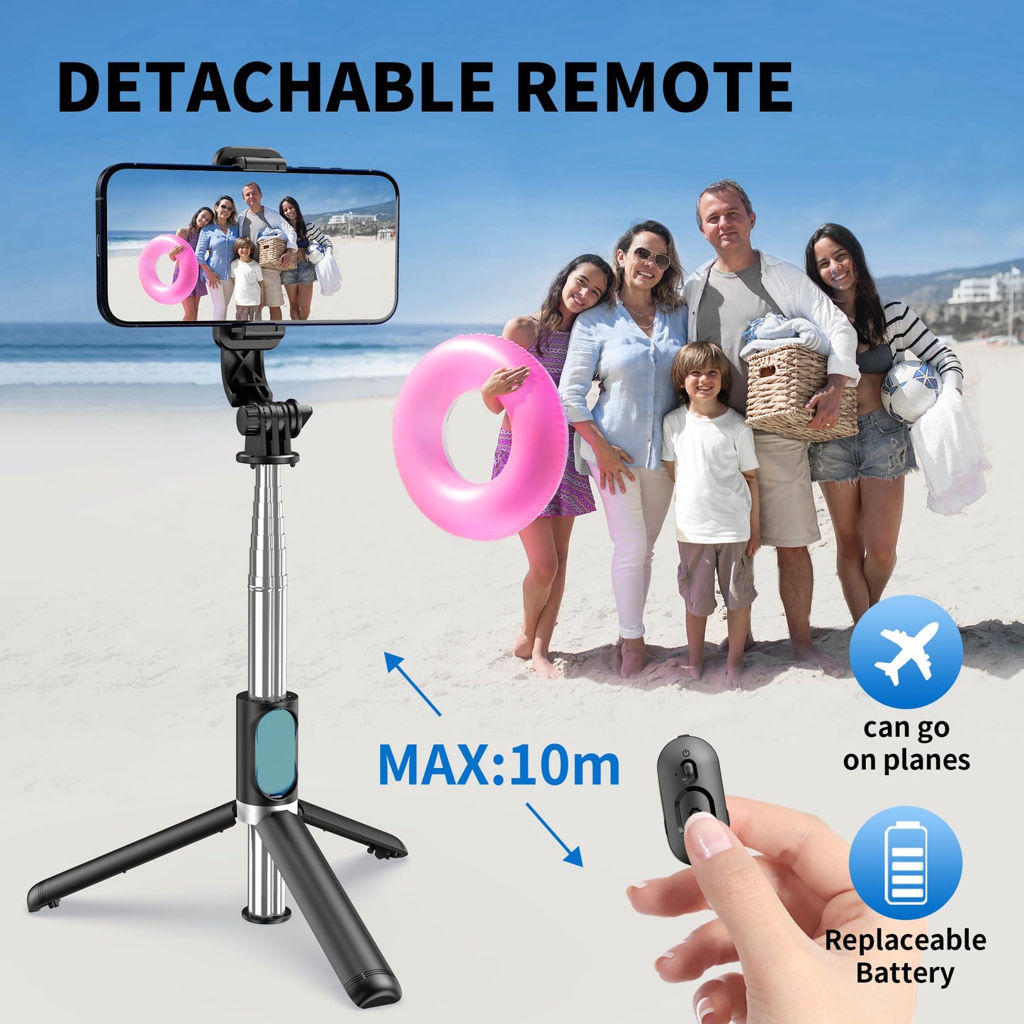 Selfie Stick Tripod, All in One Extendable & Portable Selfie Stick with Wireless Remote Compatible with iPhone 14 13 12 11 pro Xs Max Xr X 8 7, Galaxy Note10/S20/S10/OnePlus 9/9 PRO etc